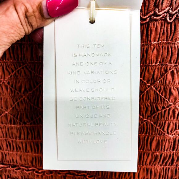 ULLA JOHNSON Women's Madeline Midi Dress Size 2 Orange Clay Ruffle Smocked NWT - Picture 11 of 13